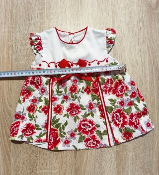 Vestido bebé floral rojo y blanco