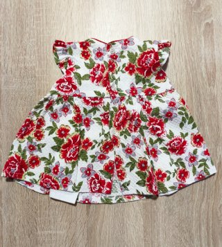 Vestido bebé floral rojo y blanco