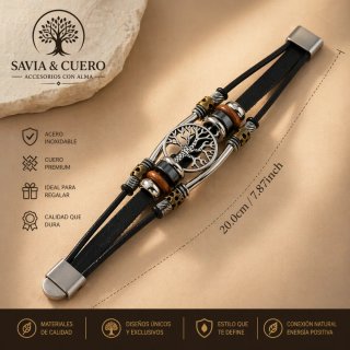 Pulsera Savia & Cuero Árbol de la Vida