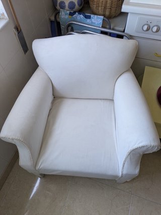 2 Butacas Cómodas Tapizadas Tela Blanca