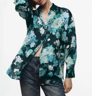 Camisa Zara oversize estampado floral
