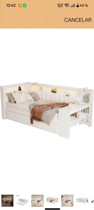 Cama juvenil con nido y estanteria