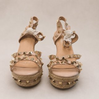 Sandalias cuña Top shoes Talla 39 Beige/Oro