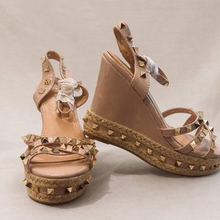 Sandalias cuña Top shoes Talla 39 Beige/Oro