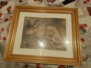 Pintura enmarcada con madera y cristal