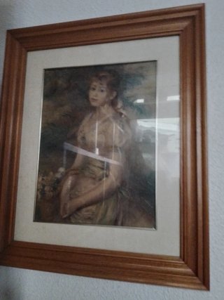 Pintura enmarcada con madera y cristal