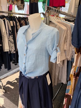 Camicia Lino Azzurra Taglia Unica