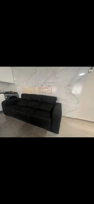 Sofá de 3 plazas en tela negro