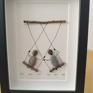Cuadro Arte Pebble Pareja Columpio Regalo