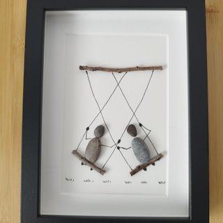 Cuadro Arte Pebble Pareja Columpio Regalo