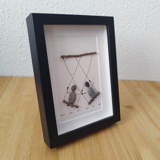 Cuadro Arte Pebble Pareja Columpio Regalo