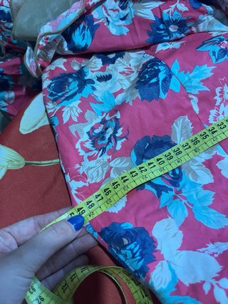 Traje flamenca rosa flores azules