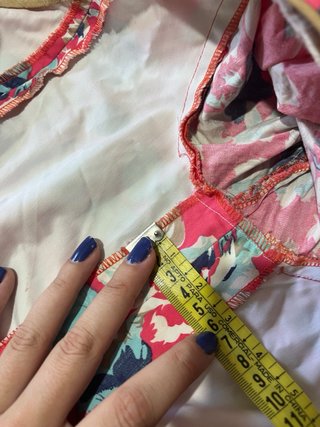 Traje flamenca rosa flores azules