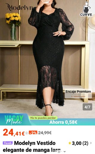 Vestido negro de encaje elegante