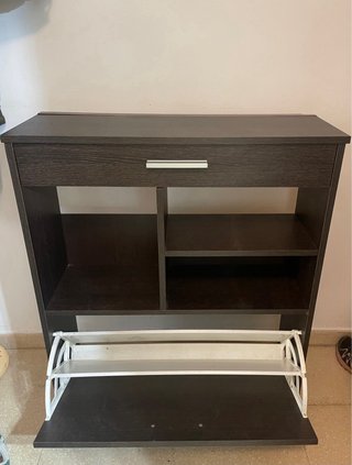 Zapatero recibidor madera y metal
