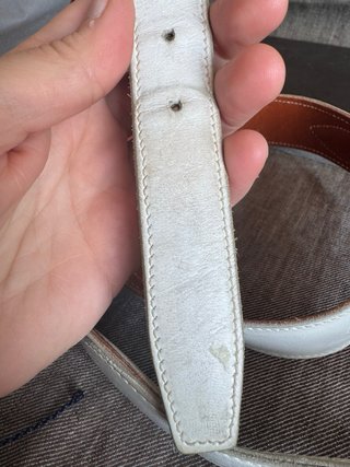 Cintura bianca con fibbia dorata pelle vintage