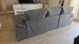 Sofá Chaise Longue Gris Tela con Arcón