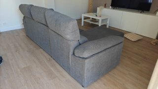 Sofá Chaise Longue Gris Tela con Arcón