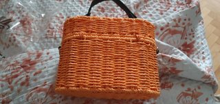Borsa paglia tracolla arancione portagioie beauty