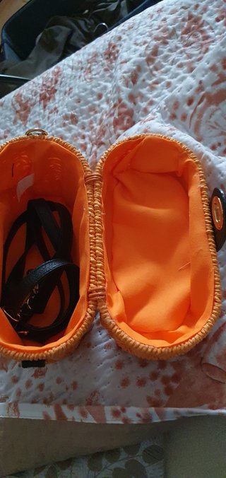 Borsa paglia tracolla arancione portagioie beauty