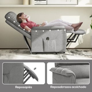 Sillón Eléctrico reclinable y elevador Gris