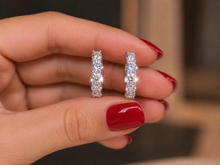 Pendientes Aros Moissanita Plata Chapa Oro Blanco