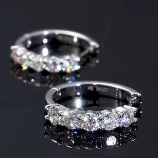 Pendientes Aros Moissanita Plata Chapa Oro Blanco