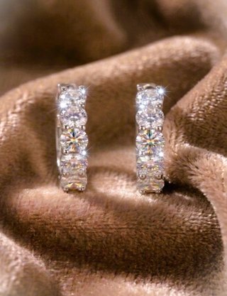Pendientes Aros Moissanita Plata Chapa Oro Blanco
