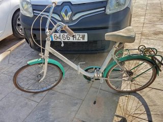 Bicicleta plegable blanca y verde