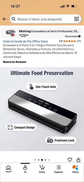 Envasadora vacío. Nuevo. Sin usar. caja original