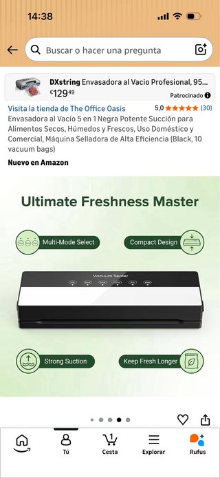 Envasadora vacío. Nuevo. Sin usar. caja original