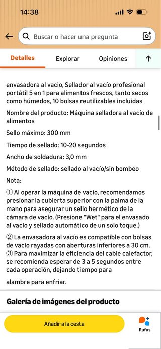 Envasadora vacío. Nuevo. Sin usar. caja original