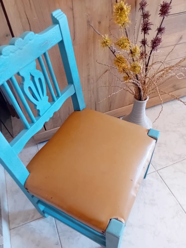 Silla infantil madera maciza turquesa