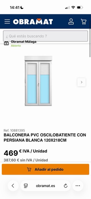 Balconera 120x218cm Nueva