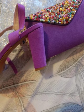 Conjunto Sandalias y Bolso Morado Fiesta