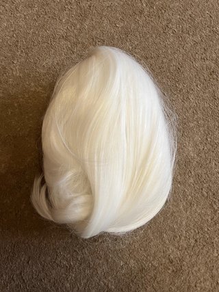 Peluca Larga Blanca Lisa con Flequillo, Cosplay