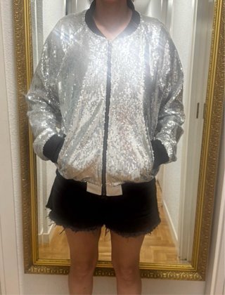 Bomber lentejuelas Kling plateada