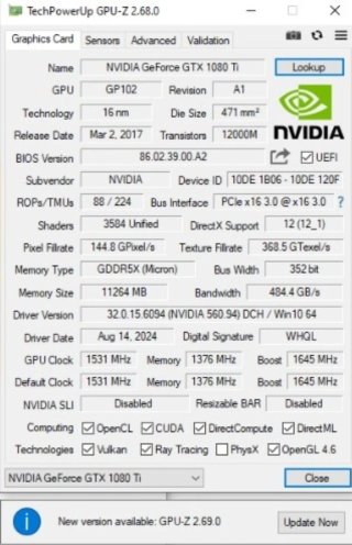 PC Gaming Pecera NVIDIA 1080 Ti 11GB