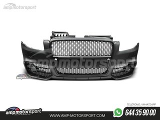 PARAGOLPES DELANTERO PARA AUDI A4 B7 LOOK RS4 NEGRO CON SRA