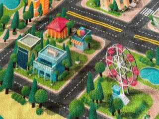 Alfombra infantil ciudad con carretera,