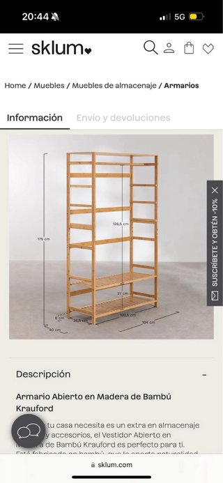 Mueble ropero de bambú y madera