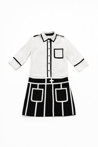 Vestido Contraste Chic Negro y Blanco. T. S