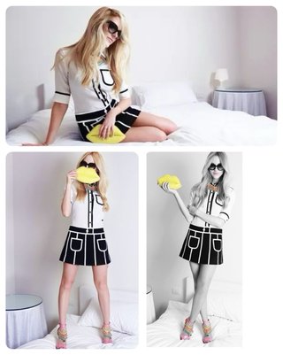 Vestido Contraste Chic Negro y Blanco. T. S