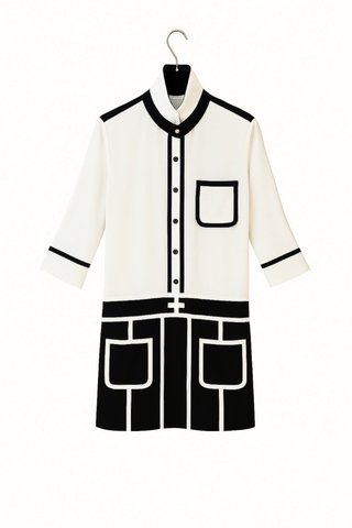 Vestido Contraste Chic Negro y Blanco. T. S