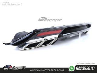 DIFUSOR TRASERO NEGRO BRILLO CON COLAS CROMADAS PARA MERCEDES CLASE S W222