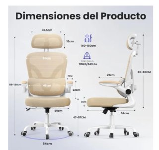 Silla de oficina ergonómica beige