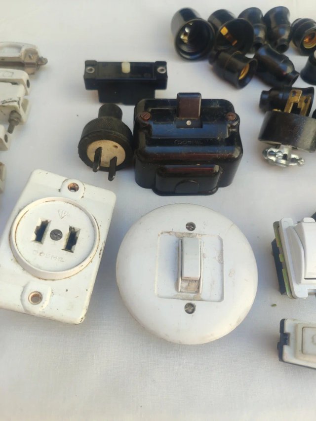 Lote Enchufes, Conectores Vintage Electricidad
