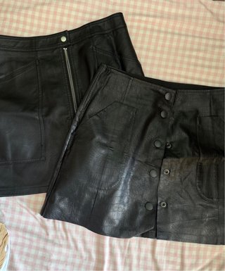 Pack 2 Faldas Cuero Negro
