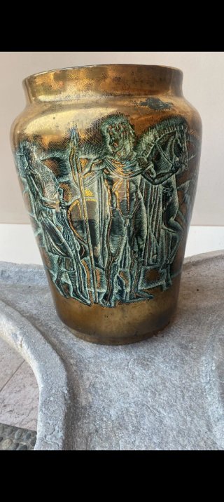 Vaso ceramica ramata decorato