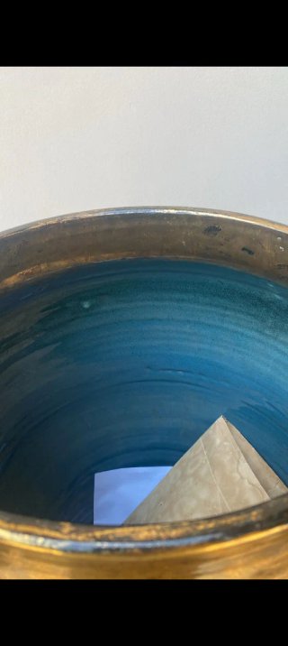 Vaso ceramica ramata decorato